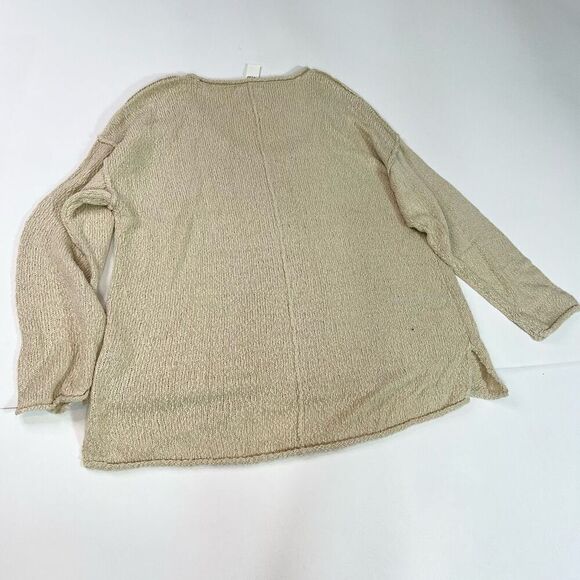 Aerie Sweater Womens Large Cream Beachy Voop Scoopneck Textured Knit Pullover NW - Picture 7 of 10